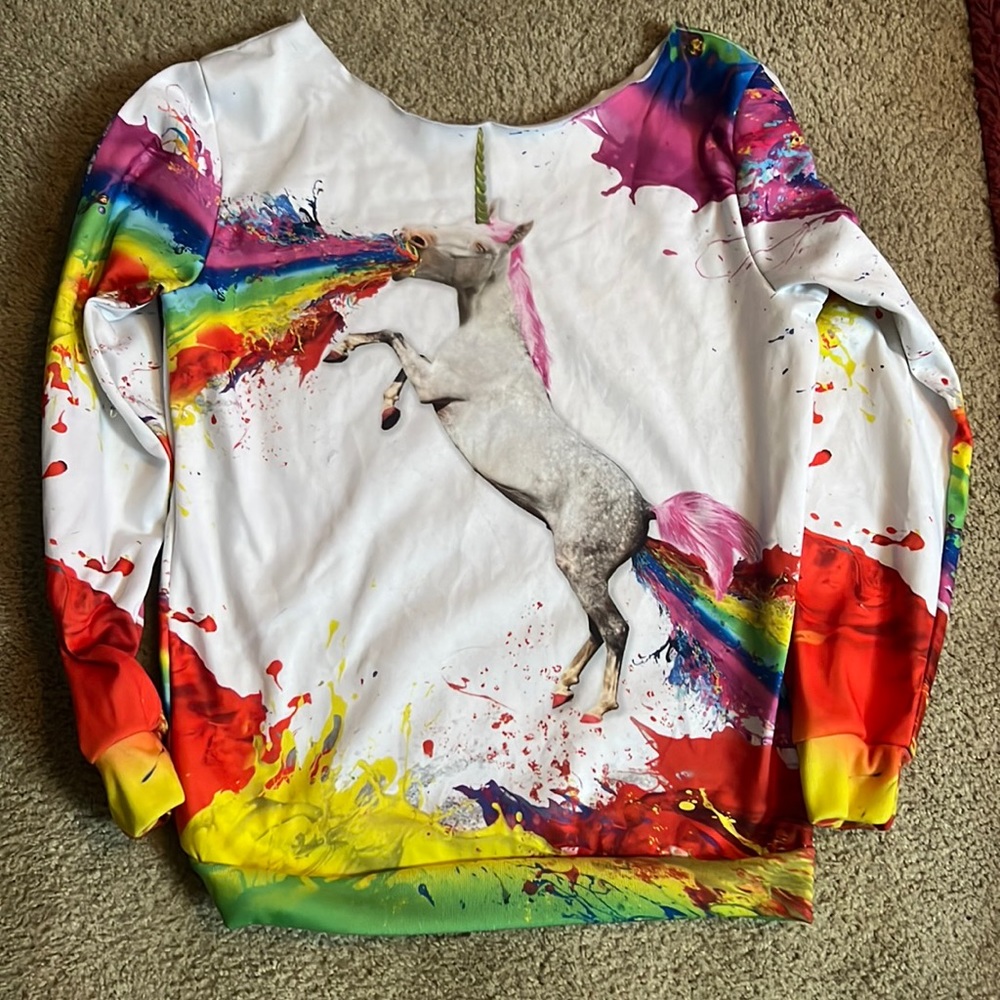 Off the shoulder unicorn sweatshirt